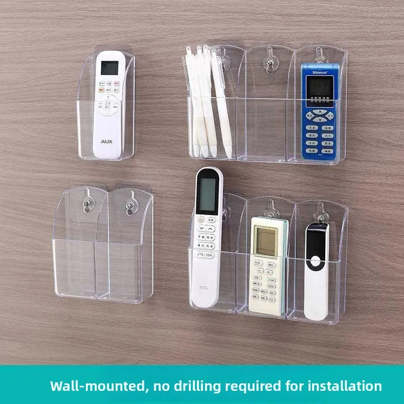 Acrylic Wall Mount Remote Control & Phone Holder Storage Box