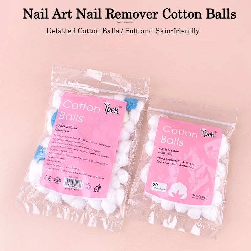 100-Piece Pure Bleached Cotton Balls – Nail & Makeup Use Nail Care Cotton Balls Nixie