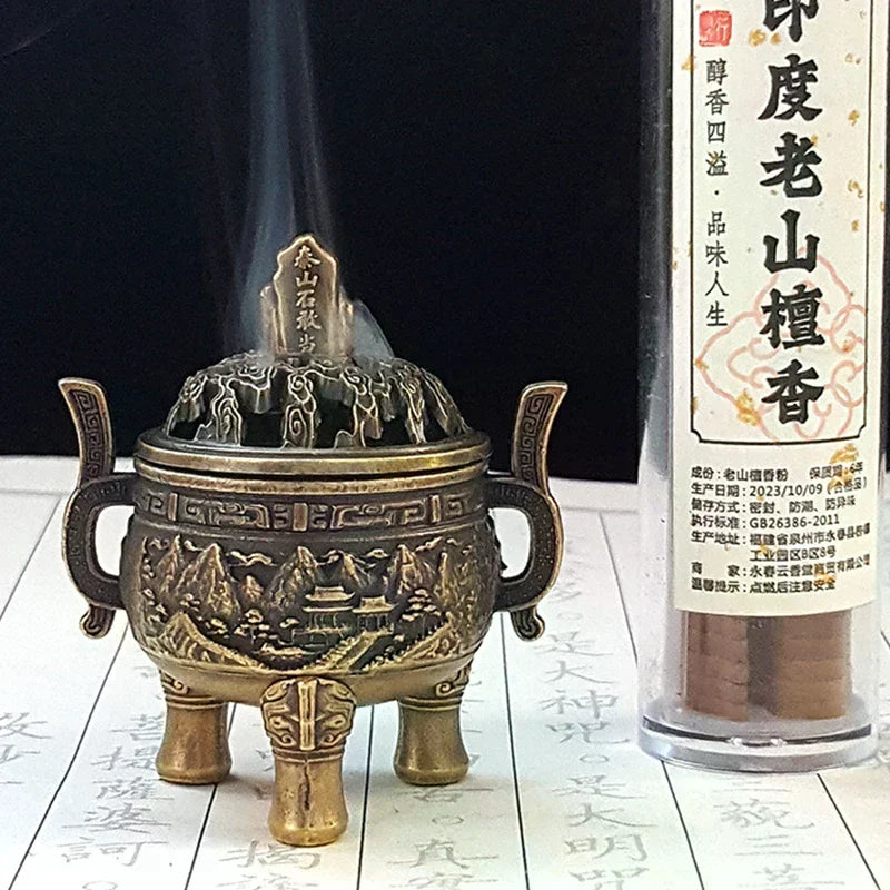 Three-Legged Incense Burner Bowl – Ancient Taishan Stone Style Incense Burner Bowl Nixie