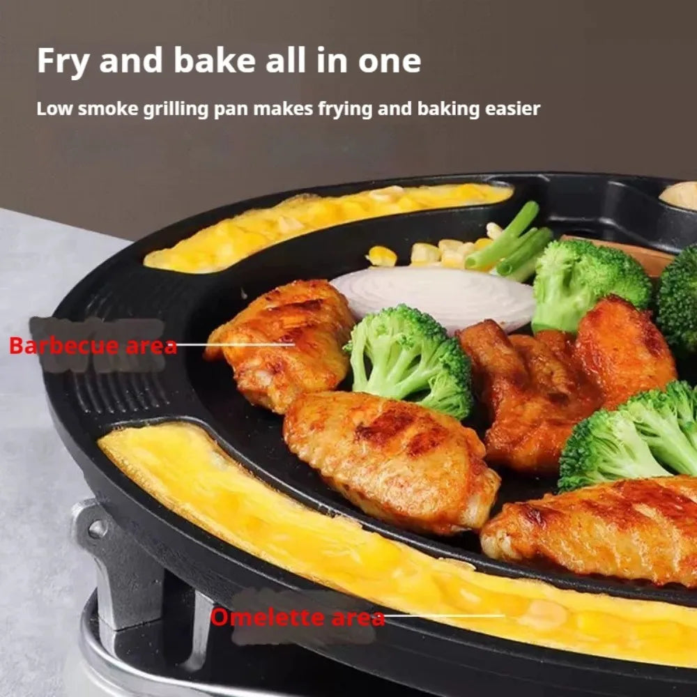 Korean Nonstick BBQ Grill Pan – Cast Aluminum Indoor/Outdoor BBQ Grill Pan Nixie