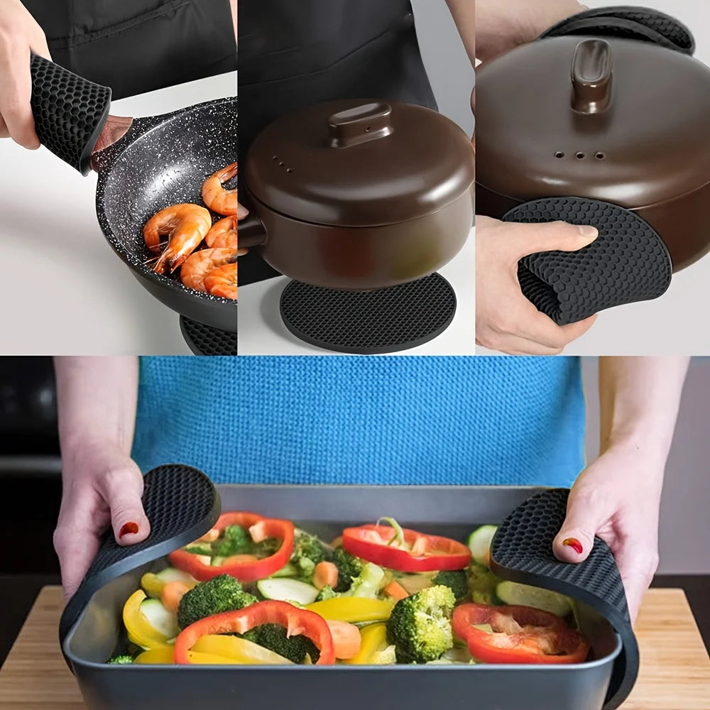 4-Piece Silicone Trivets – Hot Pads & Pot Holders for Kitchen Silicone Trivet Set Nixie