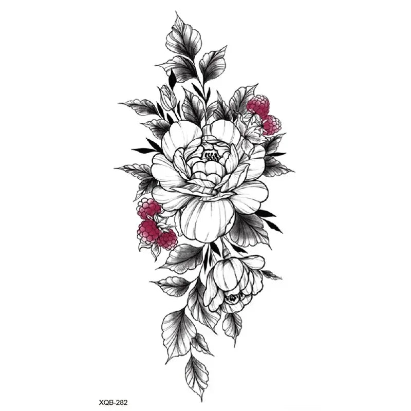 Rose Floral Temporary Tattoo Sticker – Waterproof Body Art