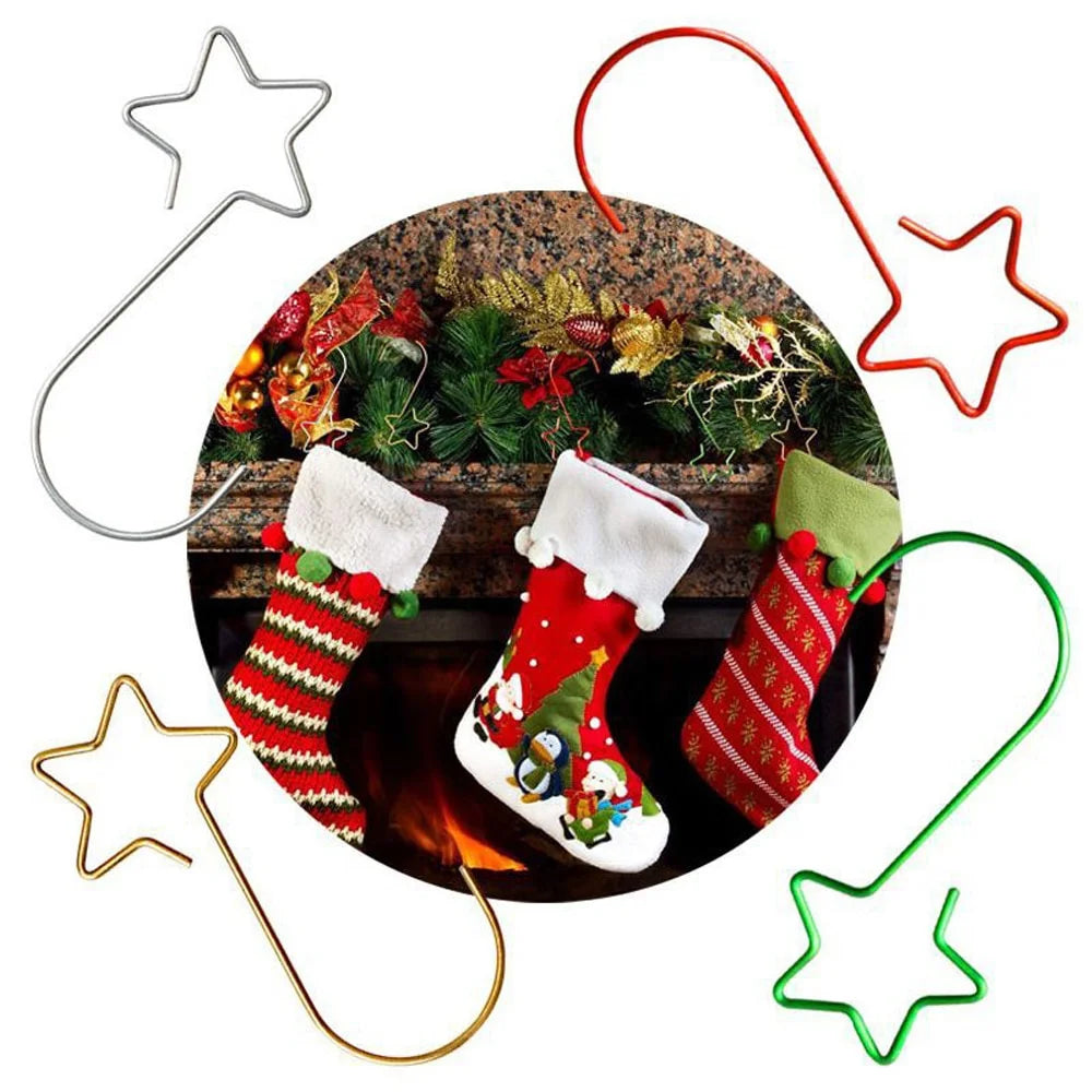 10Pcs Christmas Metal Star S-Hooks Tree Ornament Hangers Christmas Ornament Hooks Nixie