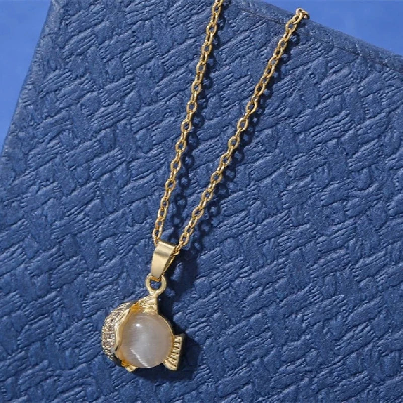 Marine Animal Gold Plated Copper Pendant Necklace | Nixie Pendant Necklace Nixie