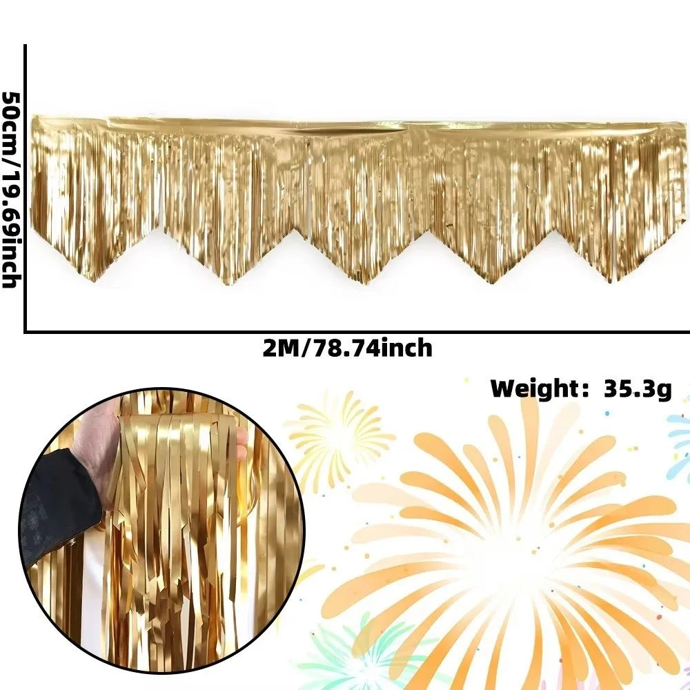 Metallic Foil Fringe Curtain 50x200cm – Party Backdrop Tassel Party Backdrop Curtain Nixie