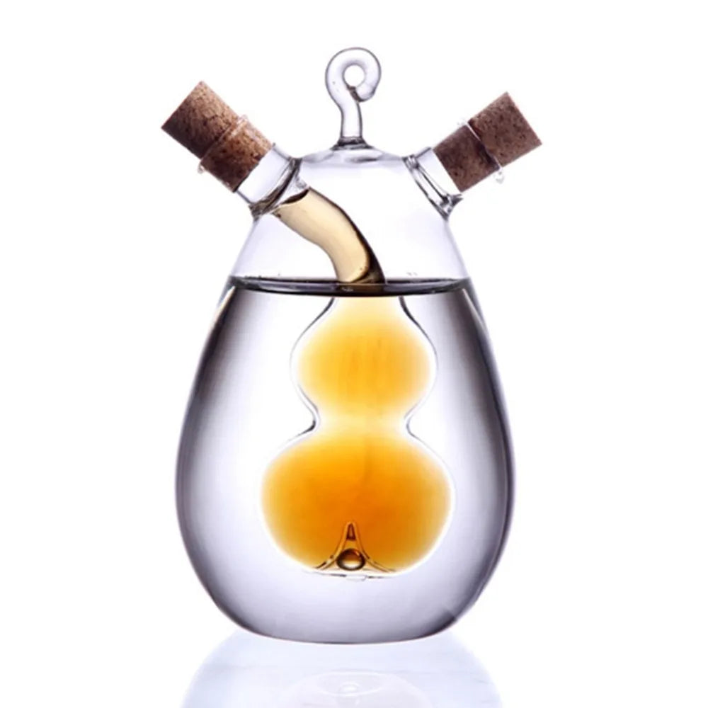Glass 2-in-1 Olive Oil & Vinegar Dispenser Bottle 350ml Oil Vinegar Dispenser Nixie Transparent