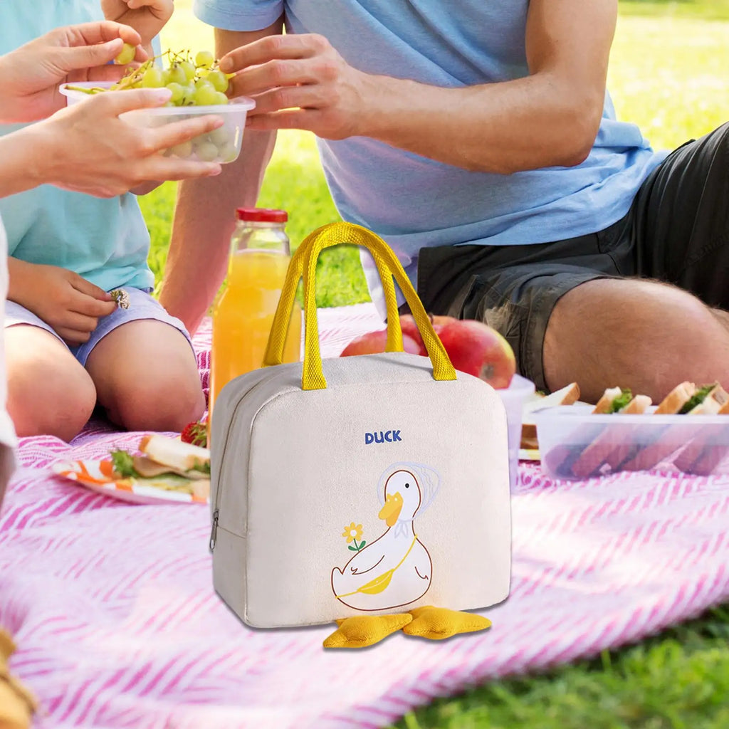 Cute Duck Insulated Lunch Bag – Large Canvas Bento Bag Insulated Lunch Bag Nixie