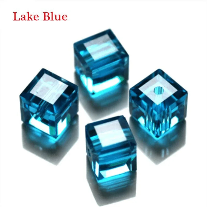 100Pcs 4mm Cube Crystal Glass Spacer Beads for DIY Jewelry