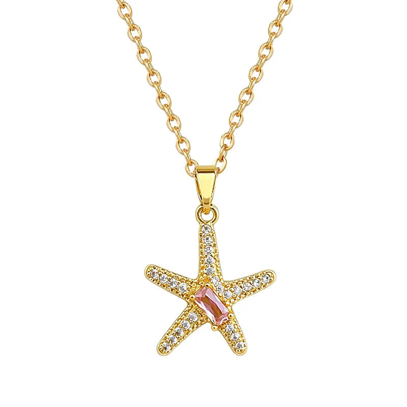 Sea Star Pendant Necklace – Gold Stainless Steel Choker Pendant Necklace Nixie