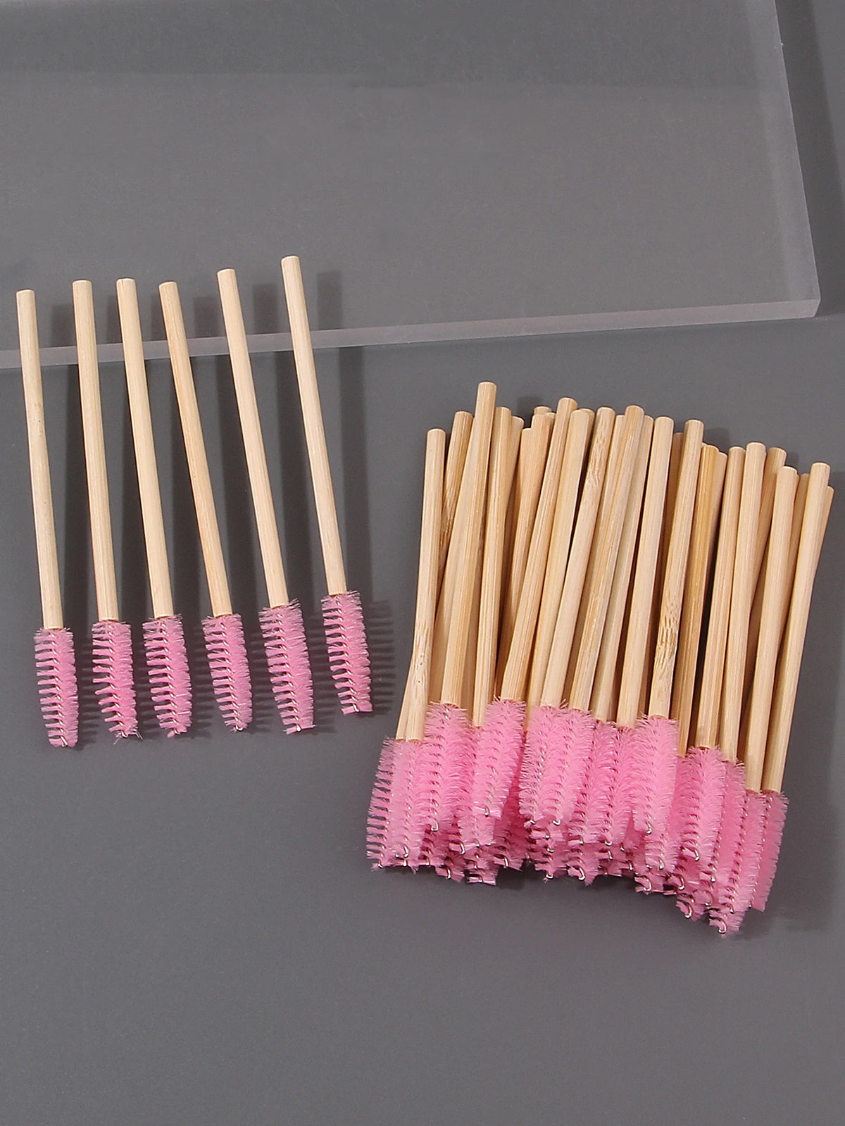 50 Pcs Bamboo Eyelash Brushes – Spiral Lash & Eyebrow Combs Eyelash Brush Set Nixie