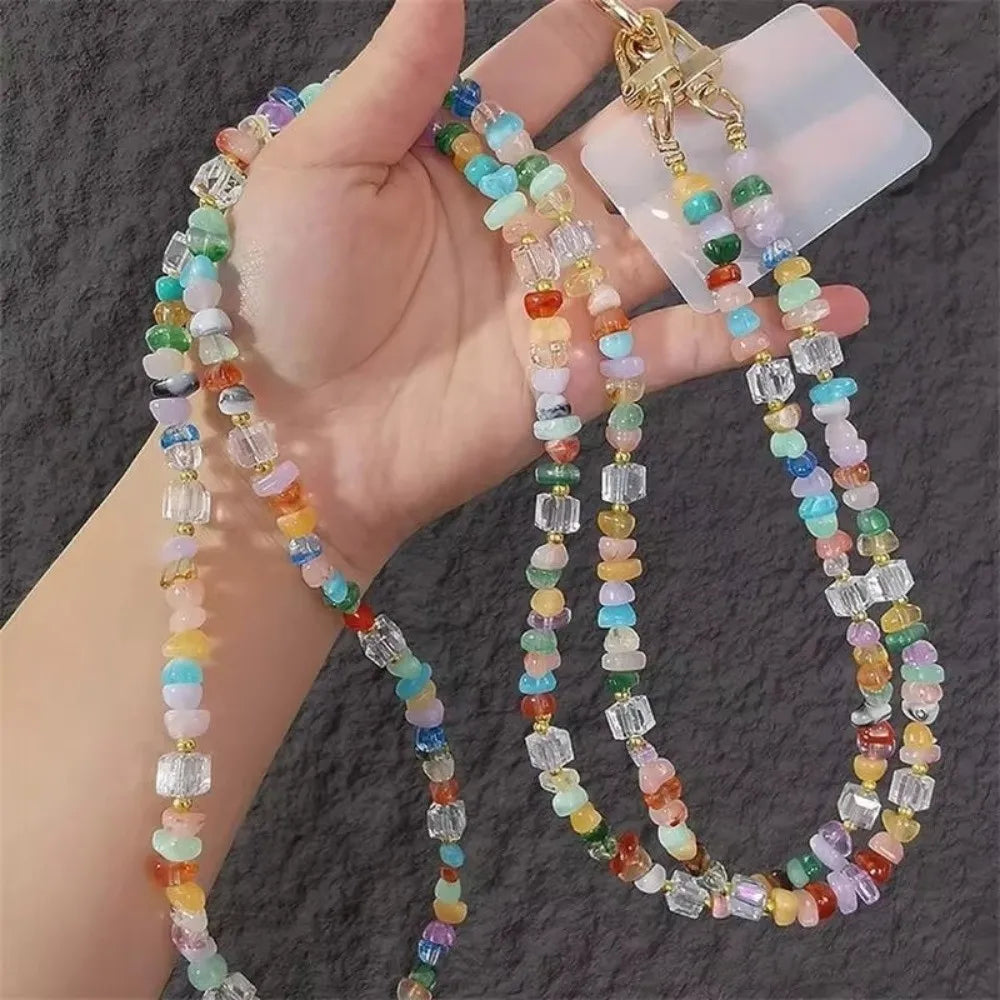 Gravel Bead Phone Lanyard – Adjustable Crossbody Strap Phone Lanyard Strap Nixie