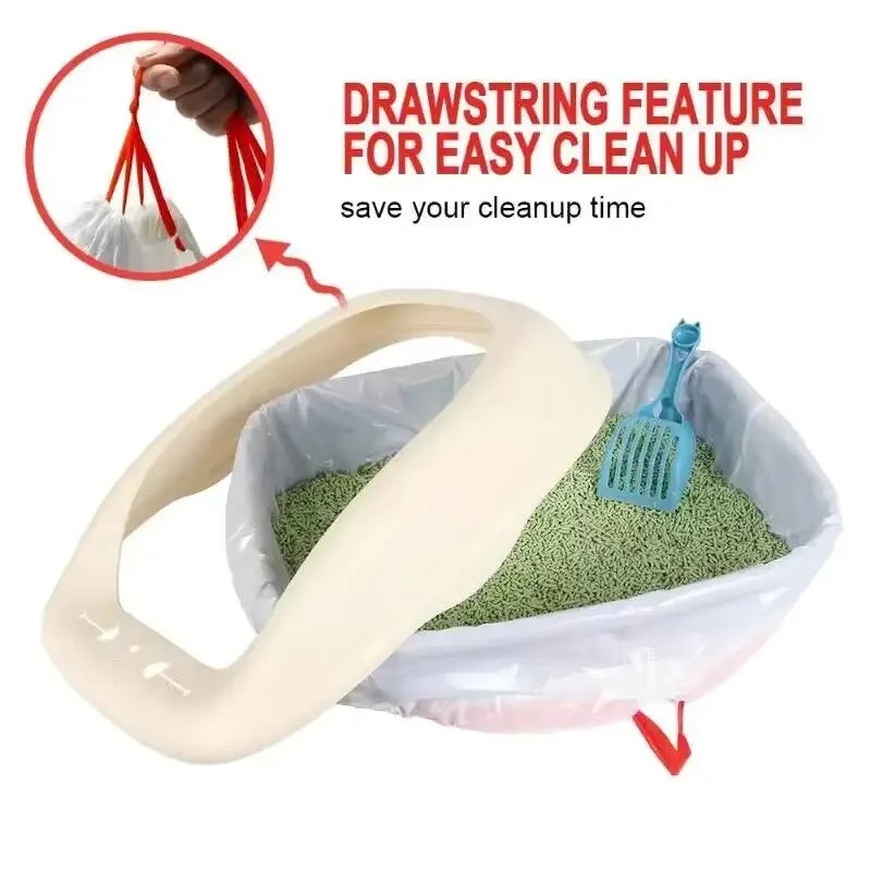 Thick Drawstring Cat Litter Box Liners – Tear-Proof, 10 Pack