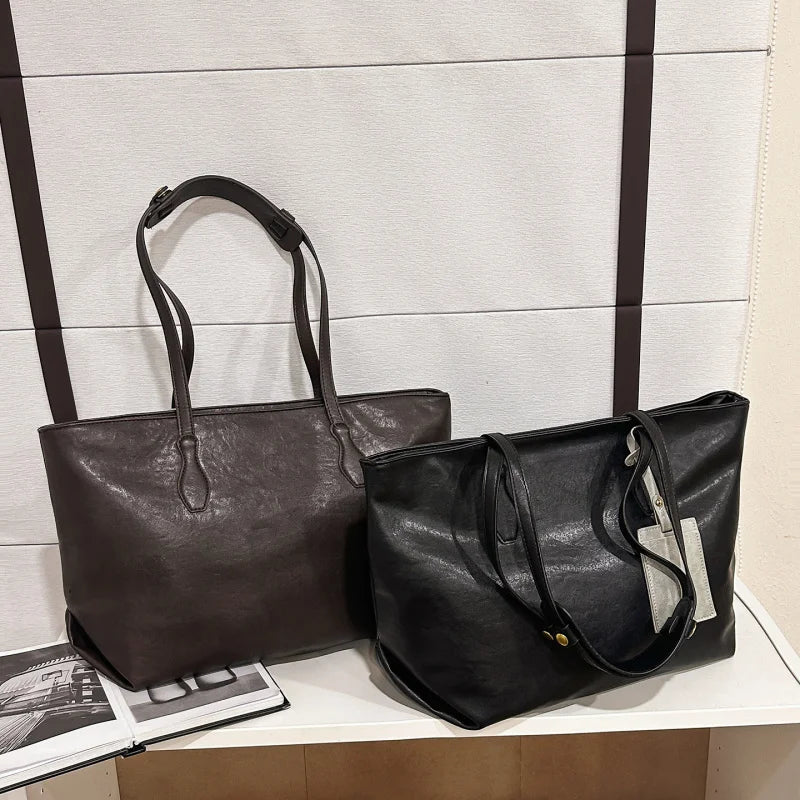 Waterproof PU Leather Large Tote Bag | Nixie Shoulder Handbag