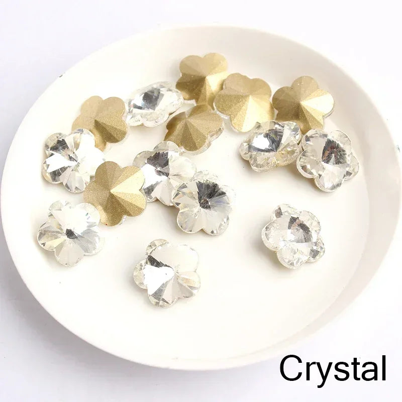 8mm 3D Flower Nail Rhinestones Crystal Gems Nail Art Charms 10Pcs Nail Art Rhinestones Nixie