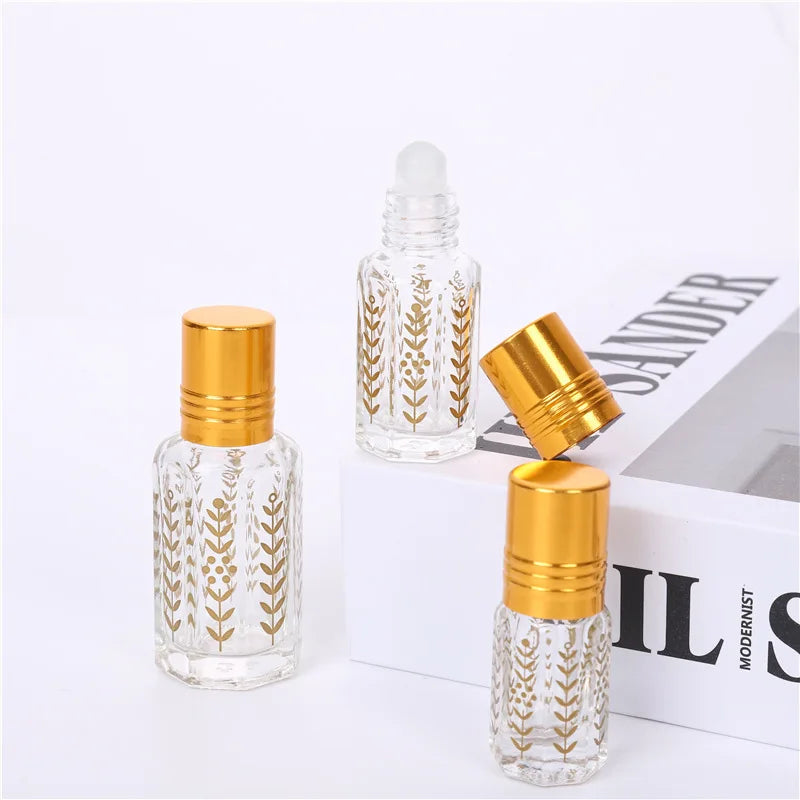 Glass Roller Bottles 3/6/12ml – Gold Wheat Essential Oil Travel