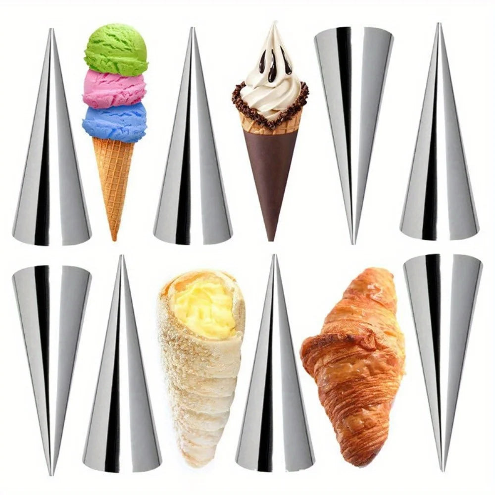 Stainless Steel Cream Horn Molds – 8 & 12-Piece Baking Cones Cream Horn Molds Nixie