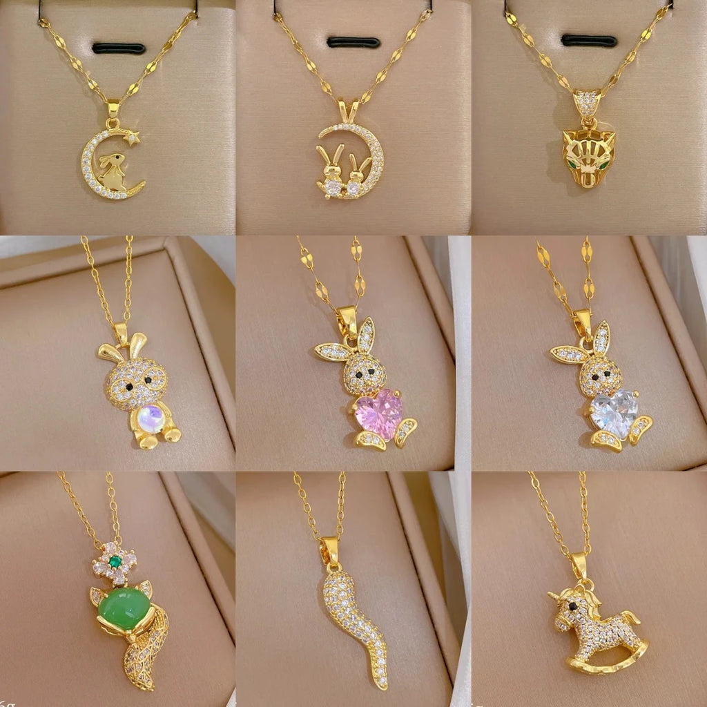 Animal Pendant Necklace Women – Copper & Stainless Steel Chain