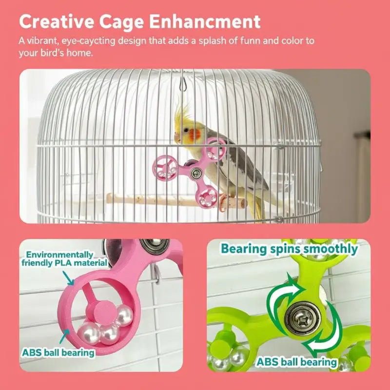 Rotating Spinner Wheel Bird Toy for Parrots & Parakeets Interactive Bird Toy Nixie