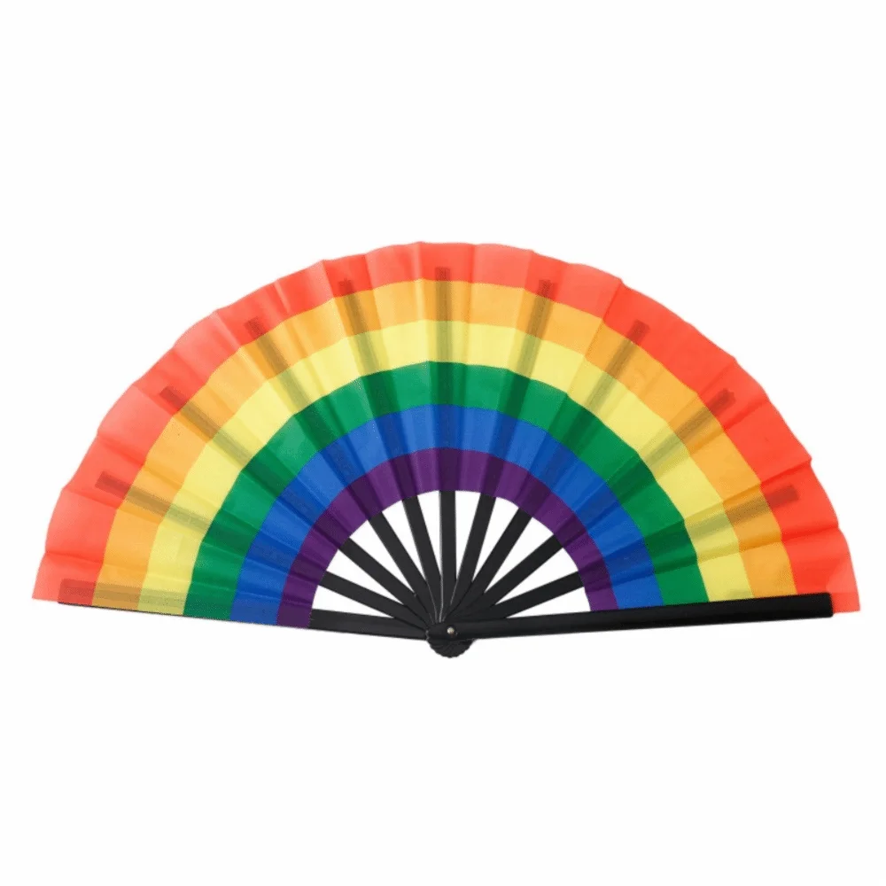 Colourful Folding Kung Fu Fan 33cm – Rainbow Performance Prop Folding Performance Fan Nixie G