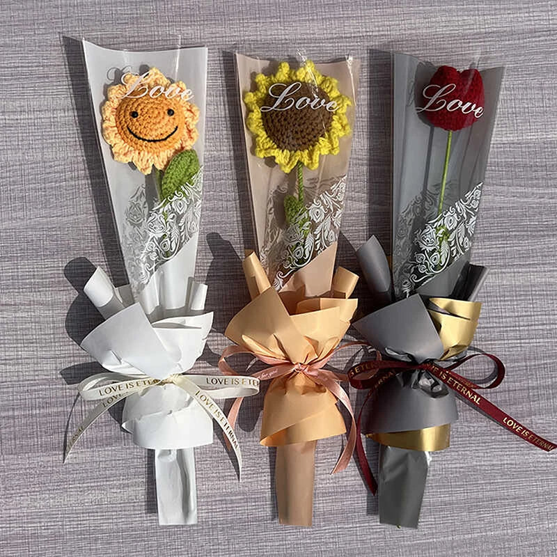 50PCS Iridescent Rose Sleeves Transparent Flower Wrapping Bags Floral Wrapping Sleeves Nixie