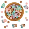 58 Pcs Silicone Beads Bulk – 15mm Round & Bubble Tea Shapes DIY Craft Beads Nixie 58pcs