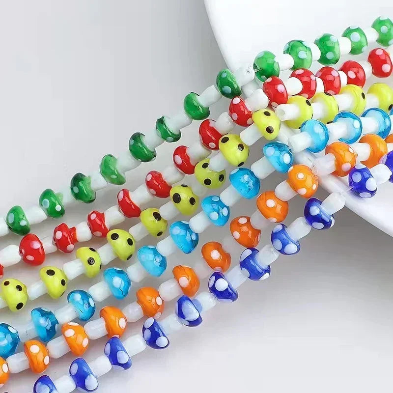 5Pcs Mushroom Crystal Glass Beads for DIY Jewelry Making Jewelry Making Beads Nixie