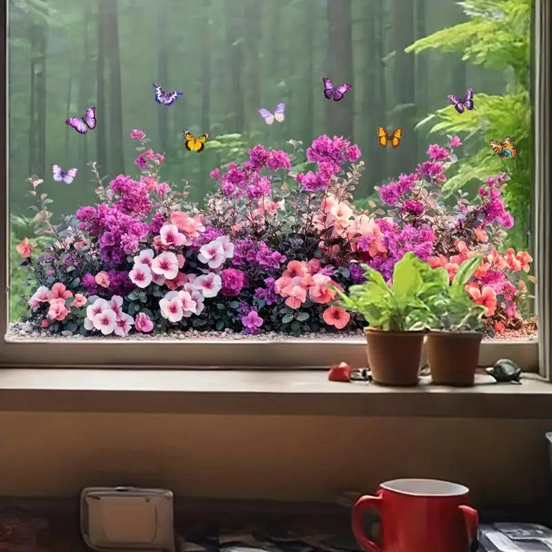 Wildflower Static Window Stickers – Removable Waterproof PVC Decals Window Decal Stickers Nixie