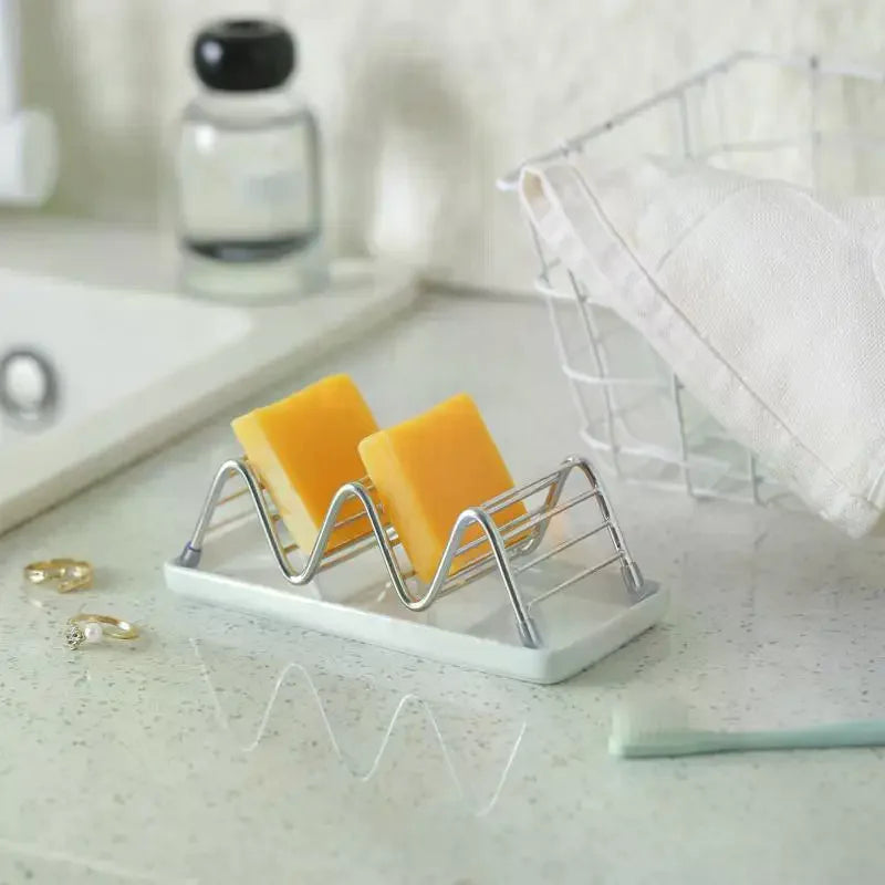Stainless Steel Soap Rack 2/3 Grid Bathroom Countertop Organizer Soap Rack Nixie