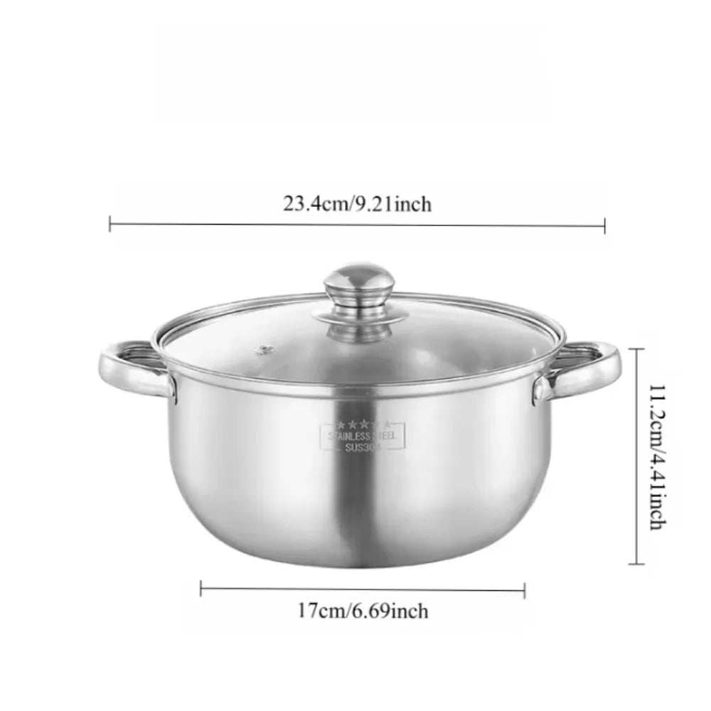 FEB.WIND 5L Stainless Steel Stock Pot with Glass Lid – Induction Safe Stock Pot Nixie