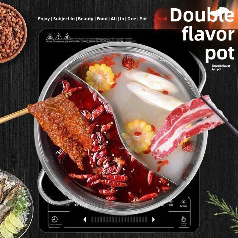 Stainless Steel Dual Divider Hot Pot – Induction Shabu Cookware Dual Divider Hot Pot Nixie