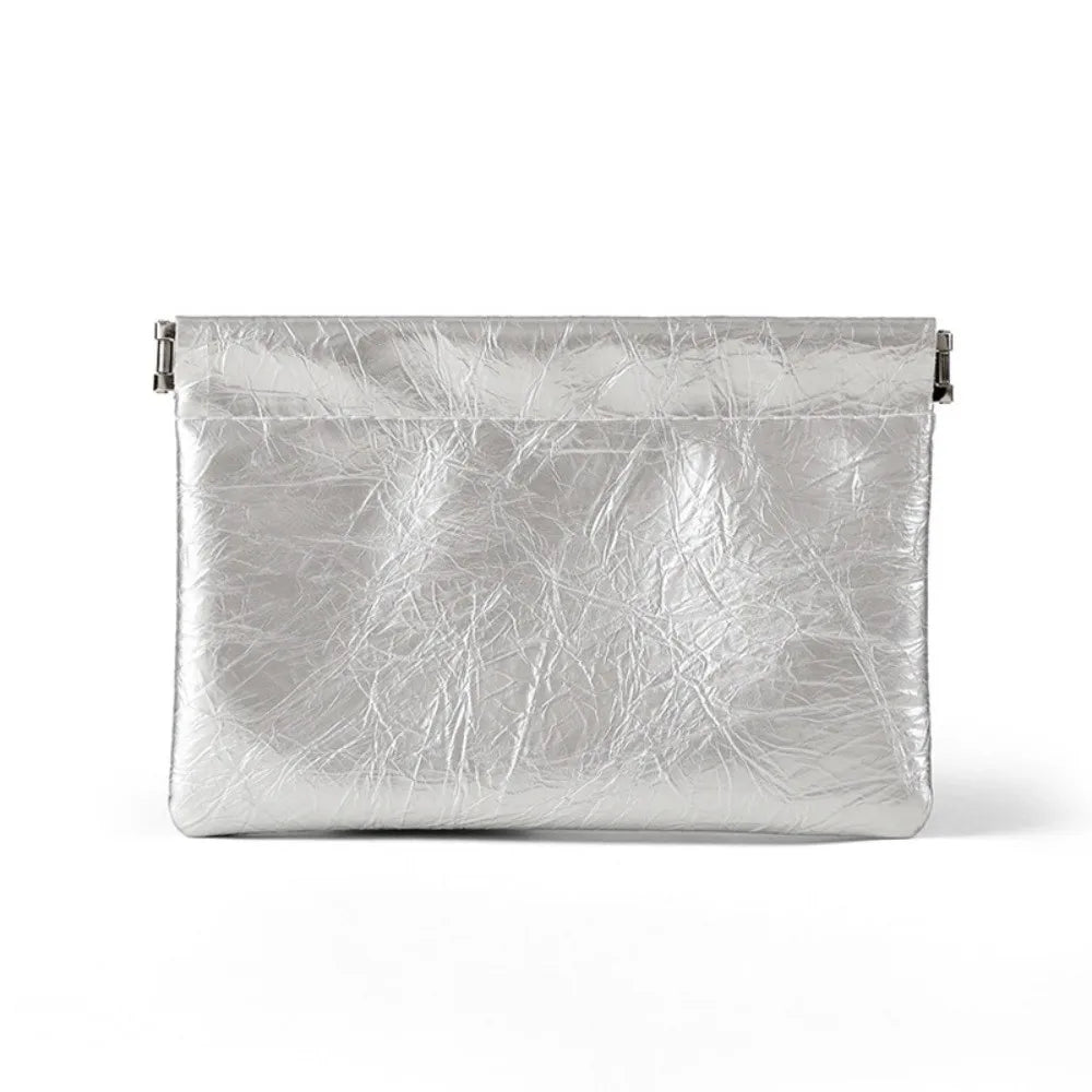 Waterproof PU Leather Coin Purse – Auto-Closure Mini Bag Coin Purse Nixie Large Silver