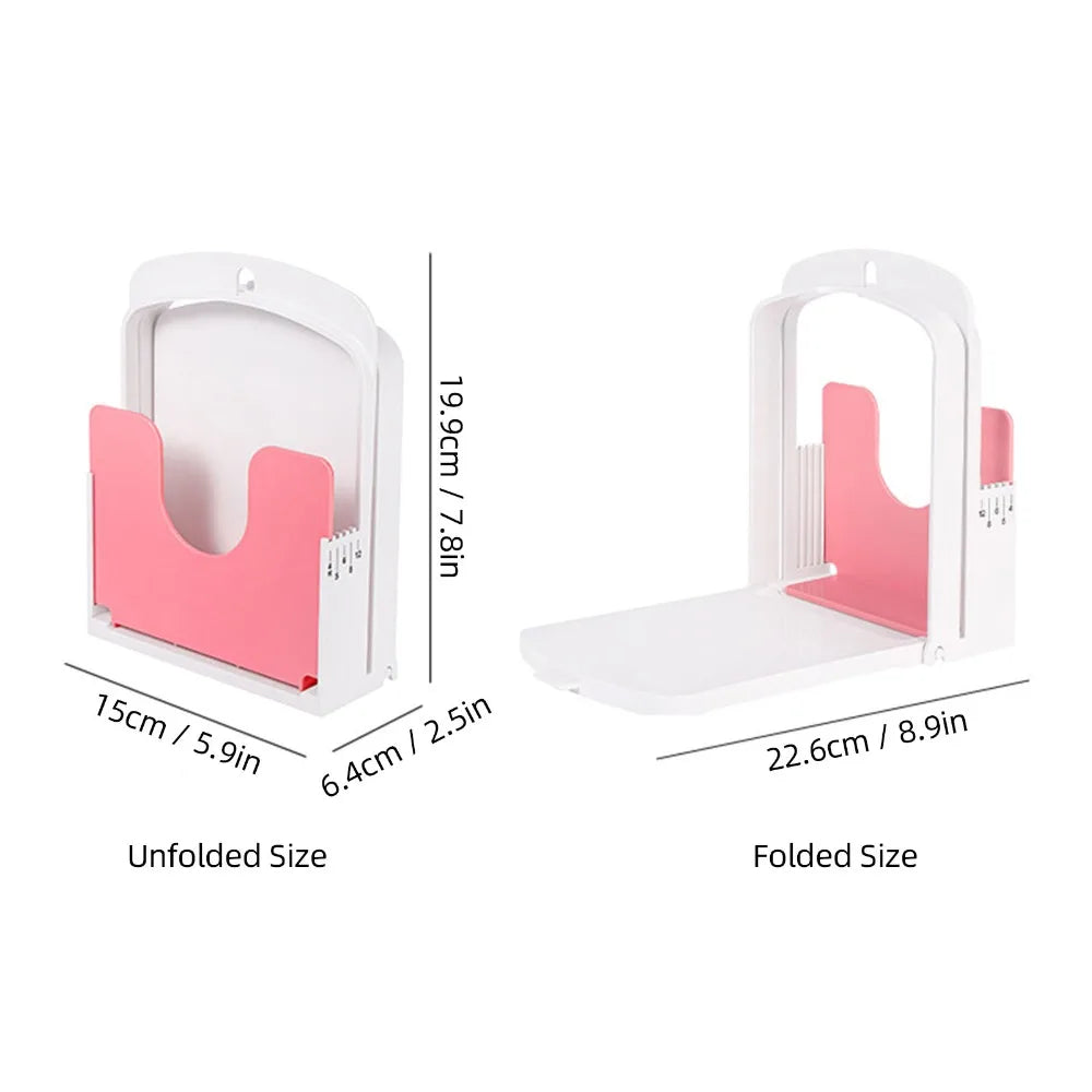 Foldable Bread Slicer Guide – 5 Thickness Modes | Pink & White