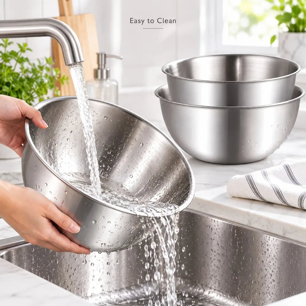 Stainless Steel Mixing Bowls 3-Piece Set with Scale | Kitchen Mixing Bowl Set Nixie