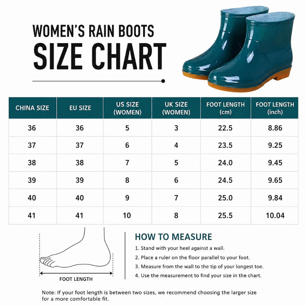 Women's Non-Slip Waterproof Short Rain Boots – Lightweight PVC Women's Rain Boots Nixie