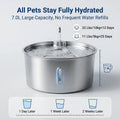 7L Stainless Steel Pet Water Fountain – Quiet Auto Dispenser Pet Water Fountain Nixie 7L No plug