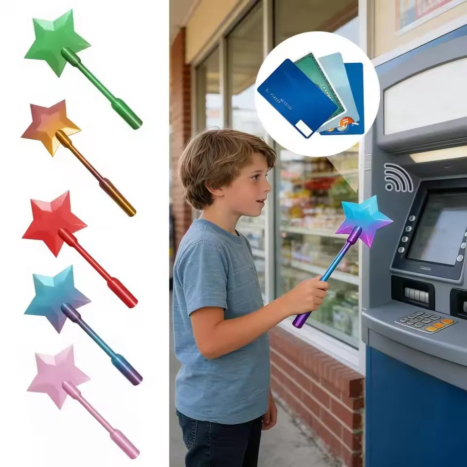 3D Star Wand Tap-to-Pay Contactless Card Holder | Fun Kids Gift Card Holder Wand Nixie