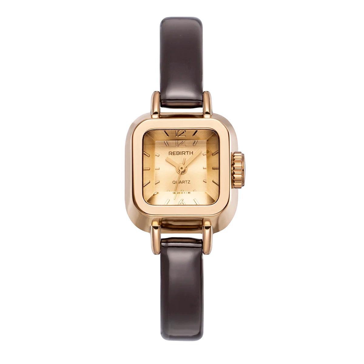 REBIRTH Women's Retro Quartz Watch – Oval Dial & Leather Strap Women's Quartz Watch Nixie Brown