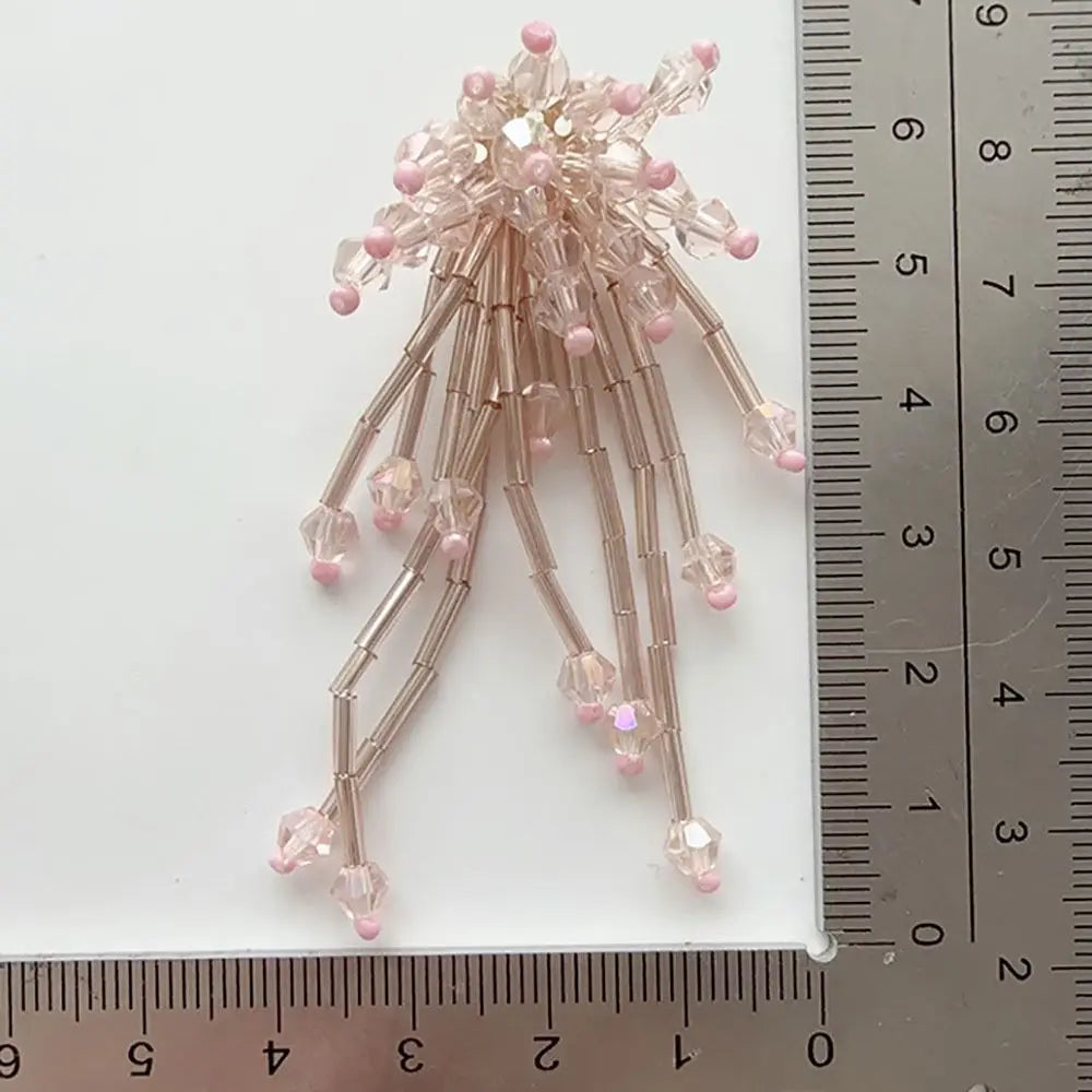 3D Crystal Beaded Flower Patch – Hand-Sewn Glass Bead Appliqué Beaded Flower Appliqué Nixie