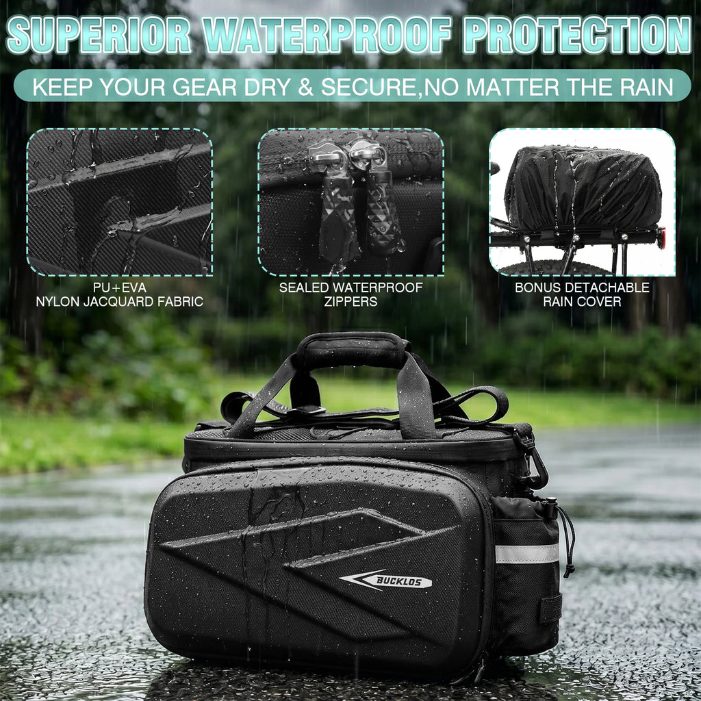 BUCKLOS 19L Bike Rear Rack Trunk Bag – Waterproof Pannier Bike Trunk Bag Nixie
