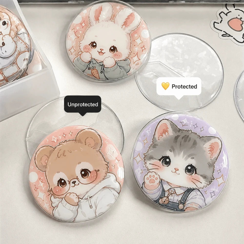 30PCS Clear PVC Badge Protector Cases – 63/70/83mm Round Badge Protector Cases Nixie