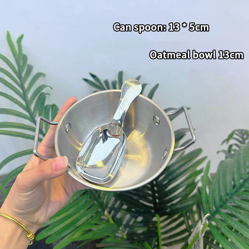 Korean Stainless Steel Rice Wine Bowl & Snack Plate