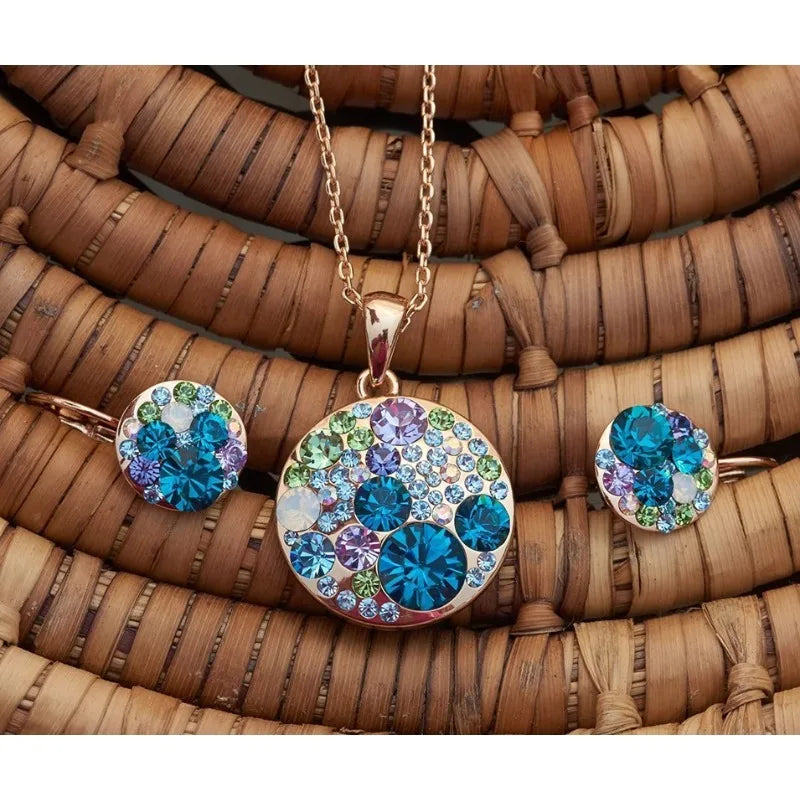 Women's Pendant Necklace & Earring Set – Silver or Rose Gold Jewelry Set Nixie
