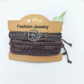 Tree of Life Leather Woven Bracelet with Wood Beads – Unisex Charm Bracelet Nixie XL0779-1