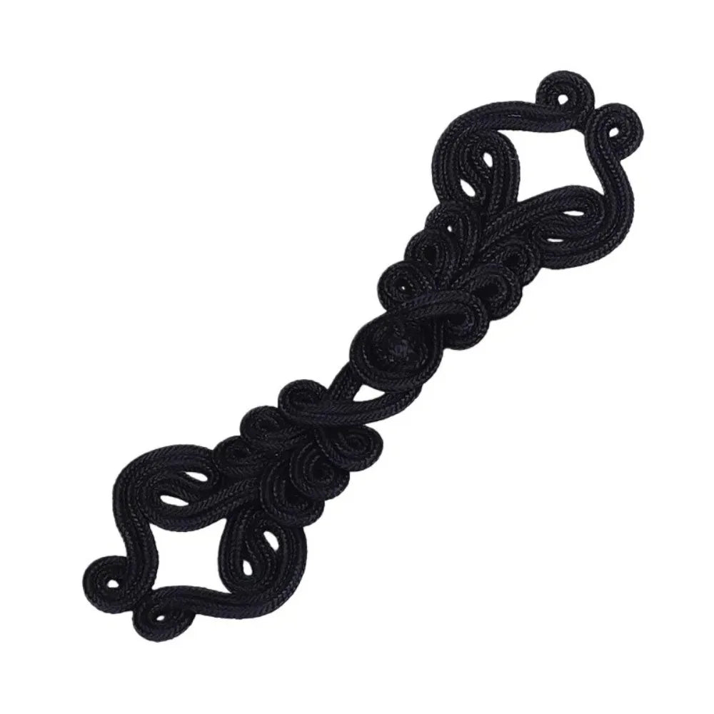 Golden Silk Chinese Frog Buttons – Handmade Knot Fasteners Decorative Frog Buttons Nixie Black