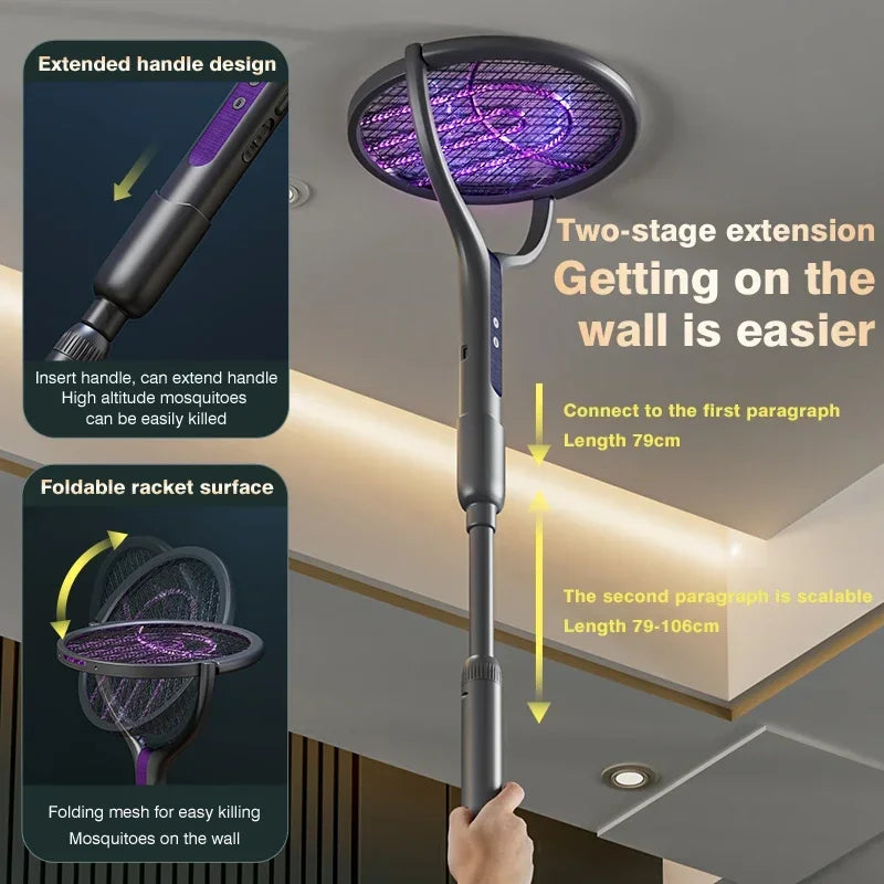 2-in-1 Mosquito Killer Lamp & Electric Swatter USB Rechargeable Electric Mosquito Swatter Nixie