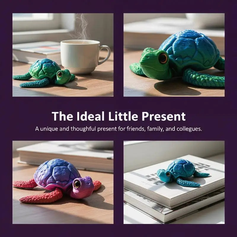 3D Printed Movable Sea Turtle Sculpture – Flexible Joint Ornament Decorative Figurine Nixie