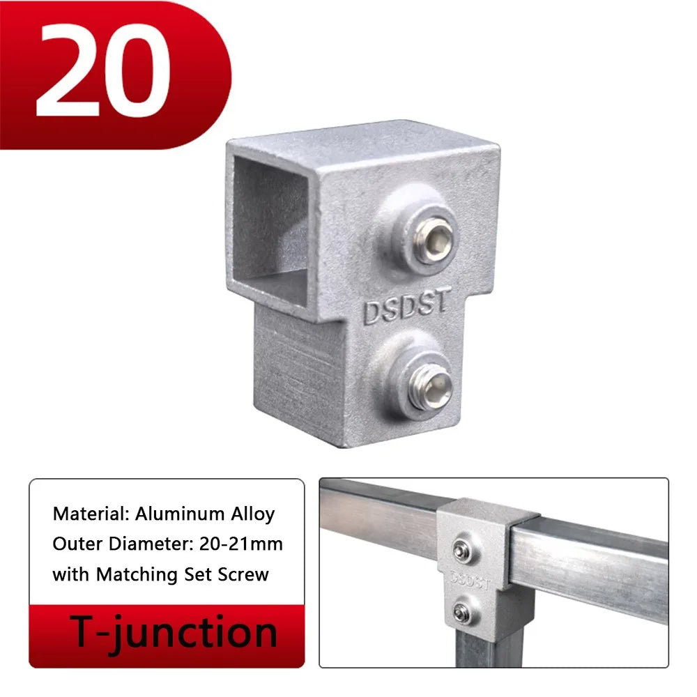Aluminum Alloy Three-Way Square Tube Connector Pipe Clamp Pipe Fitting Connector Nixie 12