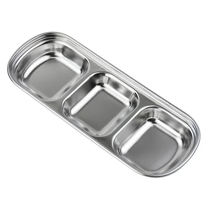 3-Compartment Stainless Steel Condiment Dip Bowls – BBQ Condiment Dip Dish Nixie silvery