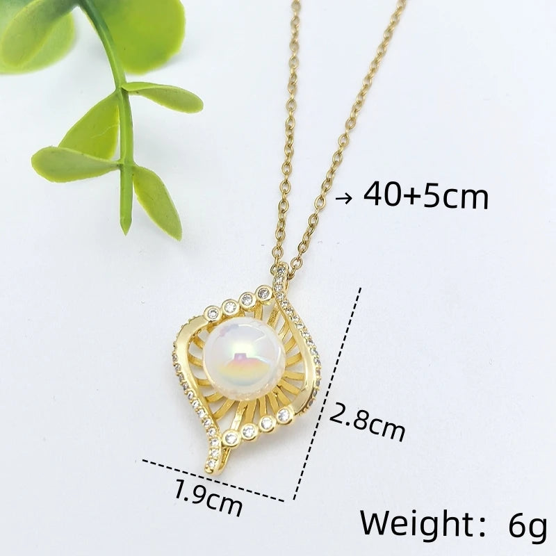 Mermaid Nest Pendant Necklace | Gold Stainless Steel Clavicle Chain Pendant Necklace Nixie XL1470-022