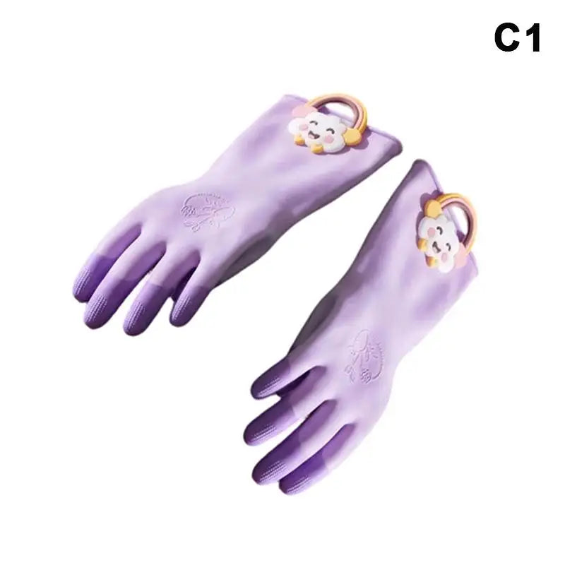 Cute Bear Waterproof PVC Kitchen Gloves – Non-Slip Cleaning Household Cleaning Gloves Nixie C1